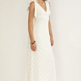 Mykonos Morning Tied Shoulder Maxi Dress Crochet White