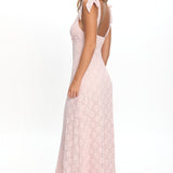 Mykonos Morning Tied Shoulder Maxi Dress Crochet Pink