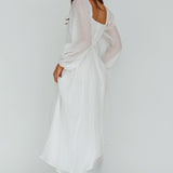 Kylin Balloon Sleeve Tied Bust Maxi Dress White