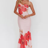 Fortune Bust Tie Maxi Dress Hibiscus Pink
