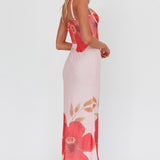 Fortune Bust Tie Maxi Dress Hibiscus Pink