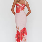 Fortune Bust Tie Maxi Dress Hibiscus Pink