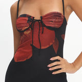 Fortune Bust Tie Maxi Dress Hibiscus Black