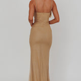 Fortune Bust Tie Maxi Dress Gold