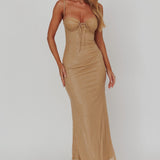 Fortune Bust Tie Maxi Dress Gold