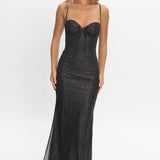 Fortune Bust Tie Maxi Dress Sparkle Black