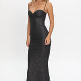 Fortune Bust Tie Maxi Dress Sparkle Black