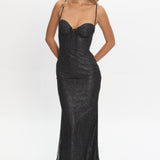 Fortune Bust Tie Maxi Dress Sparkle Black