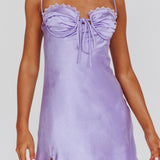 Fortune Lace Trim Bust Tie Mini Dress Lilac
