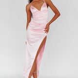 Cierra Thigh Split Maxi Dress Baby Pink