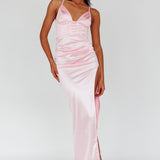 Cierra Thigh Split Maxi Dress Baby Pink