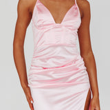 Cierra Thigh Split Maxi Dress Baby Pink