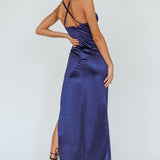 Cierra Thigh Split Maxi Dress Navy
