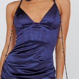 Cierra Thigh Split Maxi Dress Navy
