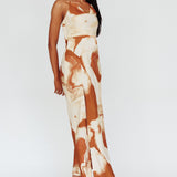 Marcello Cowl Halterneck Midi Dress Marble Brown