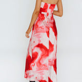 Marcello Cowl Halterneck Midi Dress Marble Red