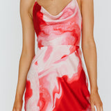 Marcello Cowl Halterneck Midi Dress Marble Red