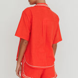 On Vacay Embroidered Button-Up Shirt Orange