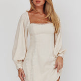 Chamberlain Balloon Sleeves Mini Dress Beige