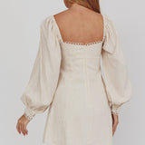 Chamberlain Balloon Sleeves Mini Dress Beige