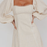 Chamberlain Balloon Sleeves Mini Dress Beige