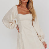 Chamberlain Balloon Sleeves Mini Dress Beige