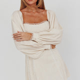 Chamberlain Balloon Sleeves Mini Dress Beige