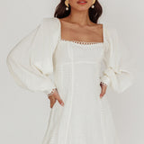 Chamberlain Balloon Sleeves Mini Dress White