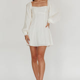 Chamberlain Balloon Sleeves Mini Dress White