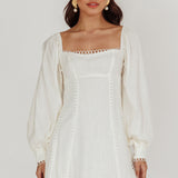 Chamberlain Balloon Sleeves Mini Dress White