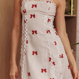 Chamberlain Scallop Trim Mini Dress Red Bow