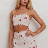 Chamberlain Scallop Trim Maxi Skirt Red Bow