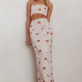 Chamberlain Scallop Trim Maxi Skirt Red Bow