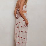 Chamberlain Scallop Trim Maxi Skirt Red Bow