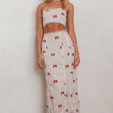 Chamberlain Scallop Trim Maxi Skirt Red Bow