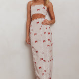 Chamberlain Scallop Trim Crop Top Red Bow