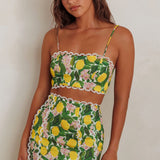 Chamberlain Scallop Trim Crop Top Citrus Lemon