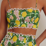 Chamberlain Scallop Trim Crop Top Citrus Lemon