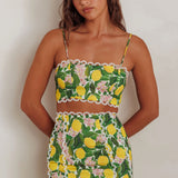 Chamberlain Scallop Trim Crop Top Citrus Lemon