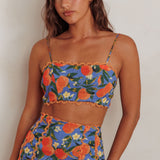 Chamberlain Scallop Trim Crop Top Citrus Orange