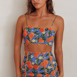 Chamberlain Scallop Trim Crop Top Citrus Orange