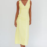 Chamberlain Scallop Trim V-Neck Maxi Dress Butter