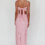 Casi Palm Tree Embroidered Maxi Skirt Baby Pink
