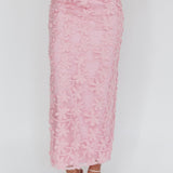 Casi Palm Tree Embroidered Maxi Skirt Baby Pink
