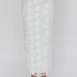 Casi Palm Tree Embroidered Maxi Skirt White