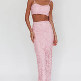 Casi Tied Back Crop Top Embroidered Baby Pink