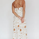 Midsummer Sun Print Maxi Dress White Green