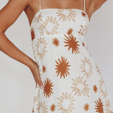 Midsummer Sun Print Maxi Dress White Green