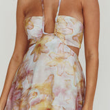 Onika Cut-Out Tied Back Floral Maxi Dress Yellow