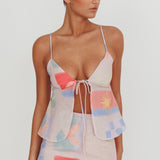 Heart & Soul Tie Front Top Print Multi